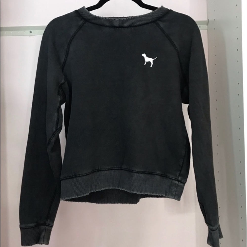 Pink Victoria's Secret distressed crew neck sweatshirt.